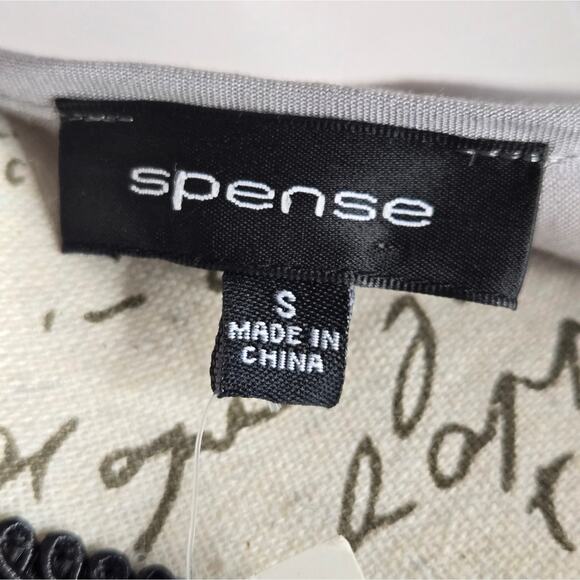 NWT SPENSE Womens Longsleeve Grey Blouse Keyhole Patterned Panel Front Size S - Picture 9 of 11